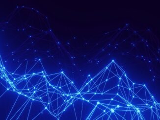 a blue background with lines and dots